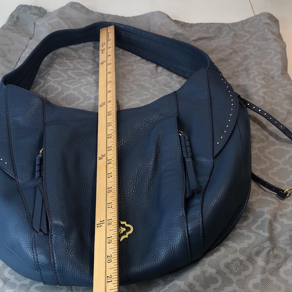 OrYANY Chic Soft Blue Pebble Leather Hobo Bag Gold Hardware and Studs NWOT - Picture 16 of 16